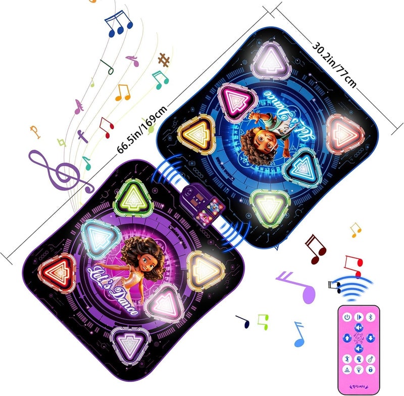 Surelect Store Dance Mat, 2025 Rechargeable Light-Up 2-Player Opposing Dance Pad with Bluetooth, 12-Button Music Dancing Toy, Christmas Birthday Gift for 3-12 Year Old Boys Girls - Image 2
